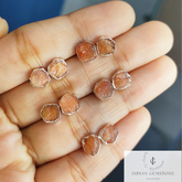 Natural Raw Sunstone Earrings, Silver Plated Earring, Gemstone Studs, Electroplated Studs Earrings, Crystal Stud Earrings, Fashion Earrings
